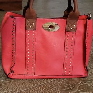 Salmon colored leather purse